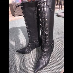 JIL SANDER black laceup boot w zip, size 40